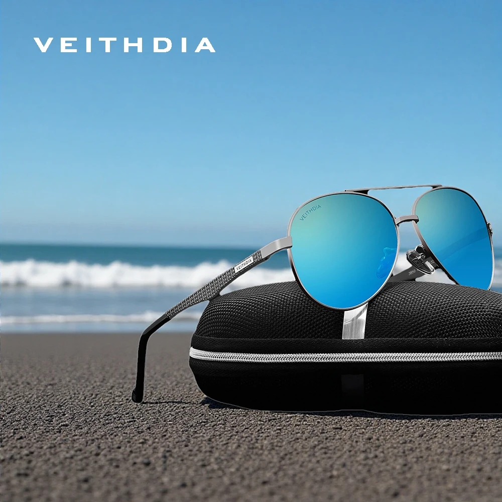 Sunglasses Aviator Polarized - Солнцезащитные очки VEITHDIA Pilot, стильная алюминиевая