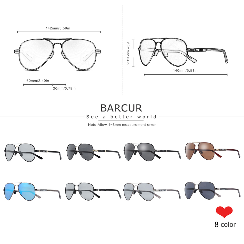 BARCUR поляризационные мужские – обзор и цена Sunglasses Aviator Polarized